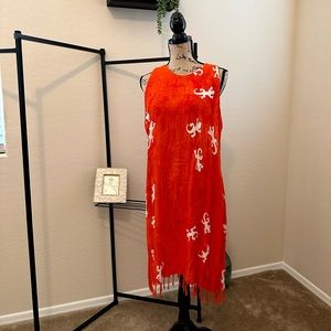 Koko Knot Hawaiian Dress -Orange & Lizards